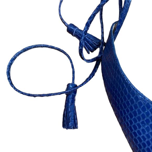 Banana Republic Leather Tassel Lace Up Ankle Pointed Stiletto Heel Blue Women 6 - Picture 8 of 10